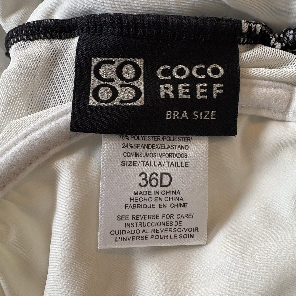 Coco Reef PerfectionFit One Piece Swimsuit Black White Tropical 36D NWT - Picture 5 of 8